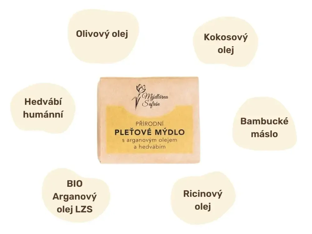 Přírodní pleťové mýdlo s arganovým olejem a hedvábím